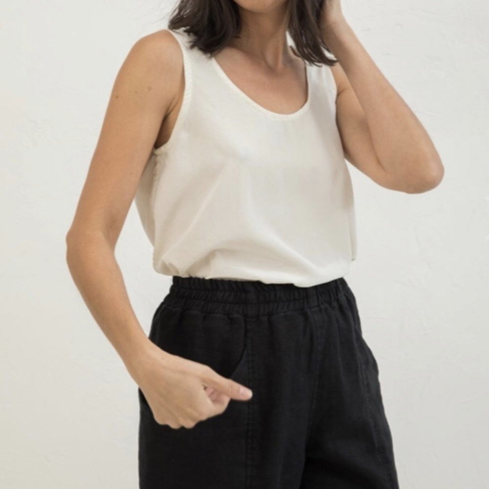 Elizabeth Suzann Ella Silk Crepe Tank in Ivory